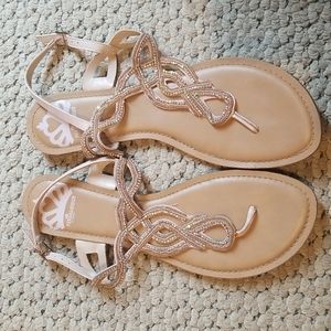 Neutral embellished sandals